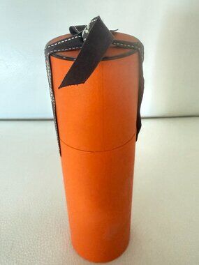 AUTHENTIC HERMES CYLINDRICAL ORANGE GIFT / PACKAGING BOX W RIBBON M